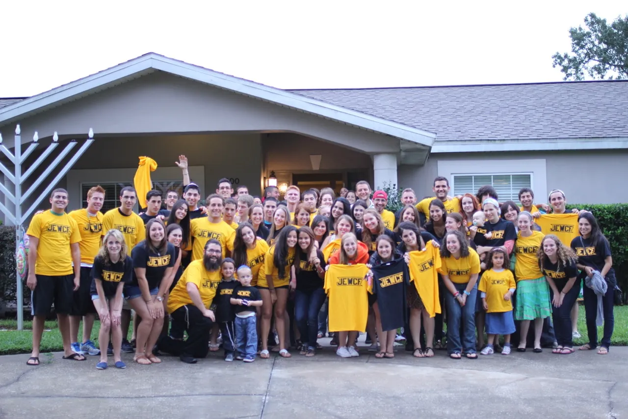 Students at Chabad at UCF gathered around a giant menorah for Chanukah